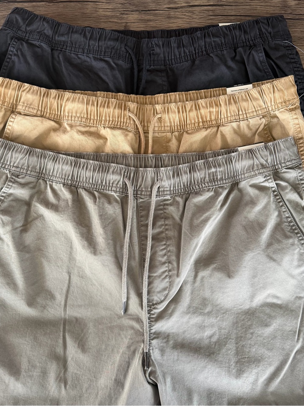 No Boundaries 3-Pack Twill Joggers in Black, Tan, Taupe